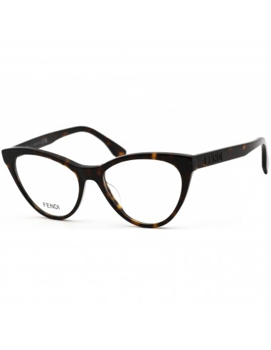 Fendi Women's Eyeglasses - Clear Lens Full Rim Havana Cat Eye Frame | FE50017I 052 pas cher 