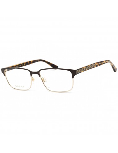 Gucci Men's Eyeglasses - Full Rim Brown/Havana/Gold Rectangular Frame | GG0383O 005 Découvrez la collection