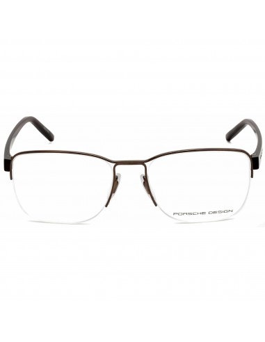 Porsche Men's Eyeglasses - Brown Rectangular Semi-Rimless Metal Frame | 8357 D brillant des détails fins