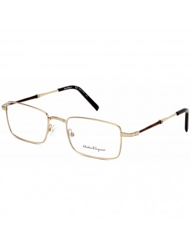 Salvatore Ferragamo Men's Eyeglasses - Shiny Gold Metal Rectangular Frame | SF2212 717 acheter