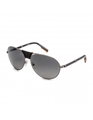 Ermenegildo Zegna Men's Sunglasses - Shiny Gunmetal/Black Aviator Frame | EZ0177 08B Paris Déstockage Promo