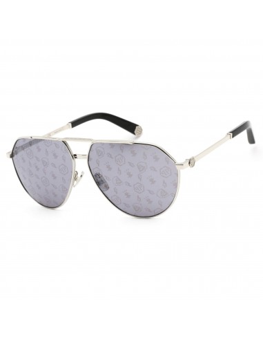 Philipp Plein Unisex Sunglasses - Shiny Palladium/Black Metal Frame | SPP007M 528L de la marque