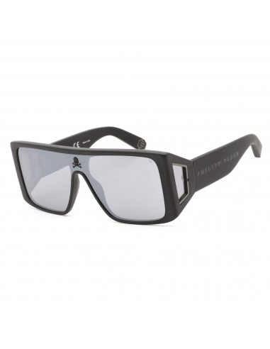 Philipp Plein Unisex Sunglasses - Matte and Sandblasted Black Shield | SPP014M 703X Faites des économies