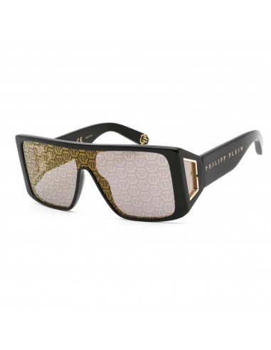 Philipp Plein Unisex Sunglasses - Full Rim Shiny Black Plastic Frame | SPP014W 700G du meilleur 