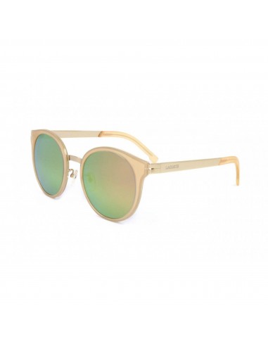 Lacoste Unisex Sunglasses - Mirrored Lens Beige/Gold Round Frame | LACOSTE L845SK 264 destockage