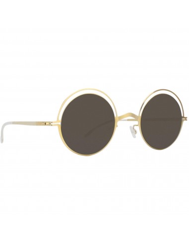 Mykita Unisex Sunglasses - Full Rim Glossy Gold Round Shaped Frame | BUENO GG_BK/B Découvrez la collection