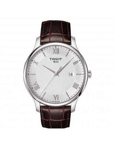 Tissot Men's Watch - Tradition Silver Tone Dial Brown Leather Strap | T0636101603800 Comparez plus de prix