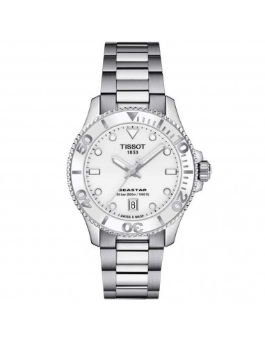 Tissot Unisex Watch - Seastar 1000 Quartz White Dial Grey Bracelet | T1202101101100 paiement sécurisé