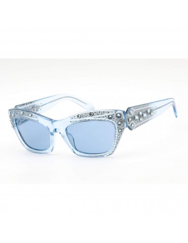 Swarovski Women's Sunglasses - Blue Lens Shiny Blue Cat Eye Shape Frame | SK0380 90V du meilleur 