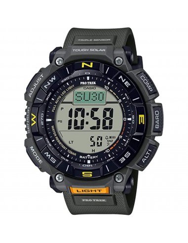 Casio Men's Digital Watch - Pro Trek Compass Grey Dial Green Resin Strap | PRG-340-3CR sur le site 