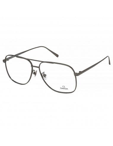 Omega Men's Eyeglasses - Shiny Gunmetal Aviator Full-Rim Metal Frame | OM5006-H 008 la chaussure