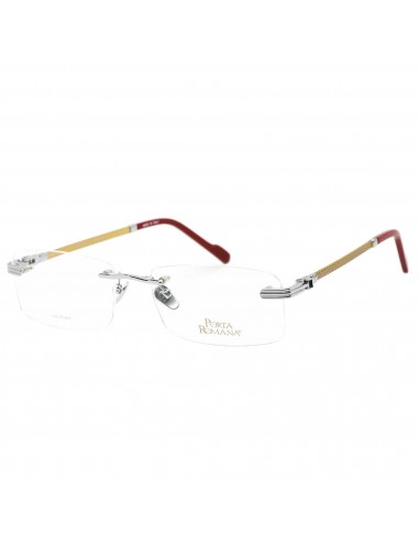 Porta Romana Men's Eyeglasses - Rectangular Rimless Metal Frame | 1001 SILVER GOLD solde