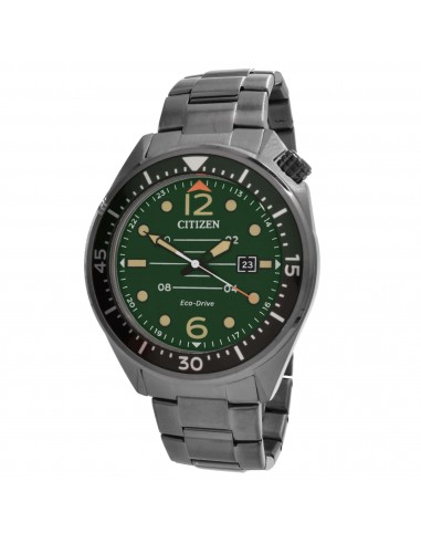 Citizen Men's Watch - Eco-Drive Power Reserve Green Dial Grey Bracelet | AW1717-81X Jusqu'à 80% De Réduction