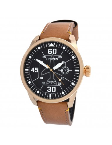 Citizen Men's Watch - Avion Eco-Drive Black Dial Brown Leather Strap | AW1733-09E outlet