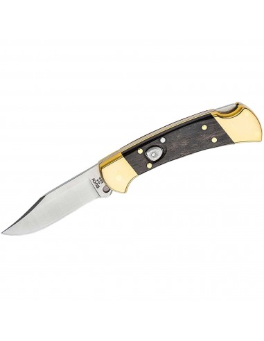 Buck Knife - Ebony Wood Handle Plain Stainless Steel Blade Automatic | BU0112BRSA s'inspire de l'anatomie humaine