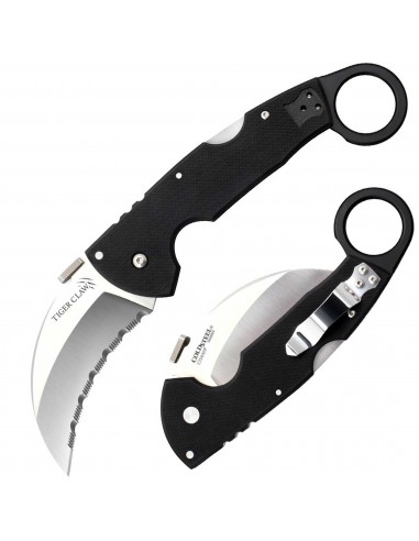 Cold Steel Knife - Tiger Claw Serrated Edge Steel Blade Black Handle, 9 inch | CS22KFS 2023