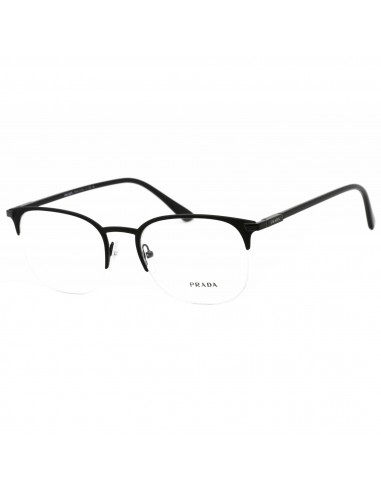 Prada Men's Eyeglasses - Black Semi-Rimless Metal Oval Frame | 0PR 57YV 07F1O1 la colonne vertébrale