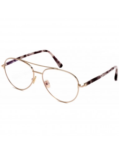 Tom Ford Men's Eyeglasses - Shiny Rose Gold/Smoke Aviator Metal Frame | FT5684-B 28A Par le système avancé 